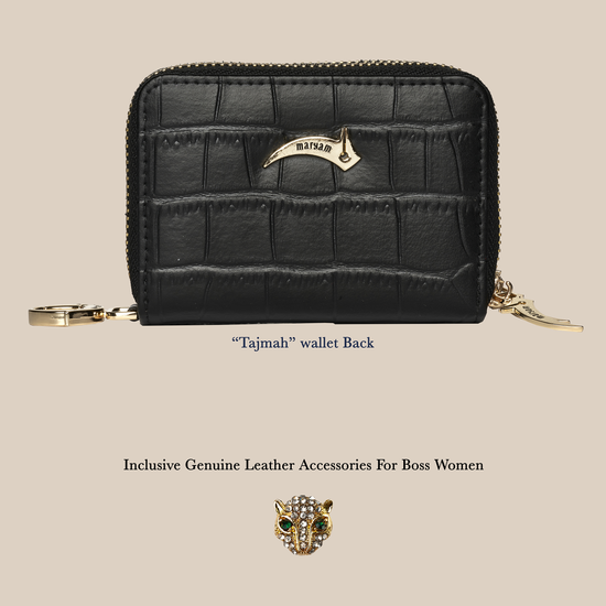 Maryam Luxury Designer Genuine Leather ,RFID Blocking Small Wallet for Women- Black Credit Card Holder for Women – Slim Credit Card Holders with Keychain, Wristlet – birthday gifts for women